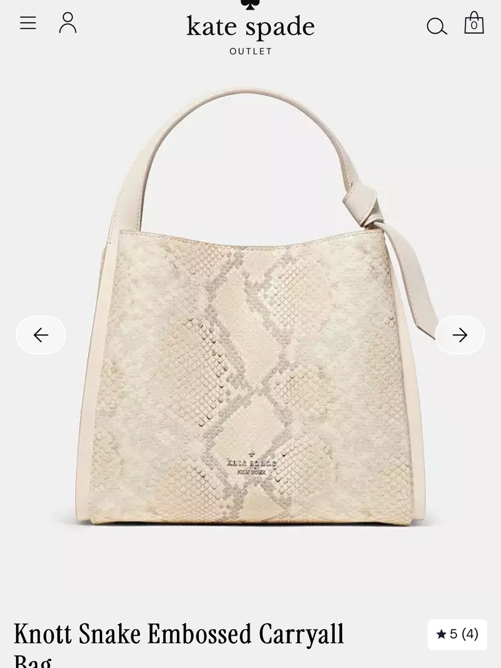 Kate Spade Cream Snake-Embossed Knott Crossbody Purse - Picture 7 of 10